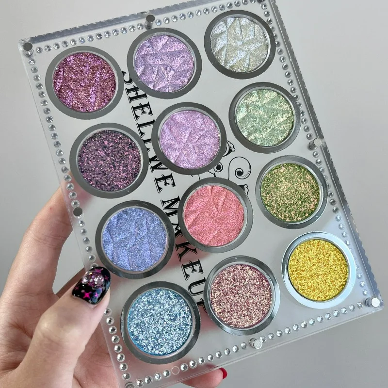 Shellwe Makeup Stray Birds Collectiodn Pressed Multichrome Flake  Clear Eyeshadow Palette  Duochrome