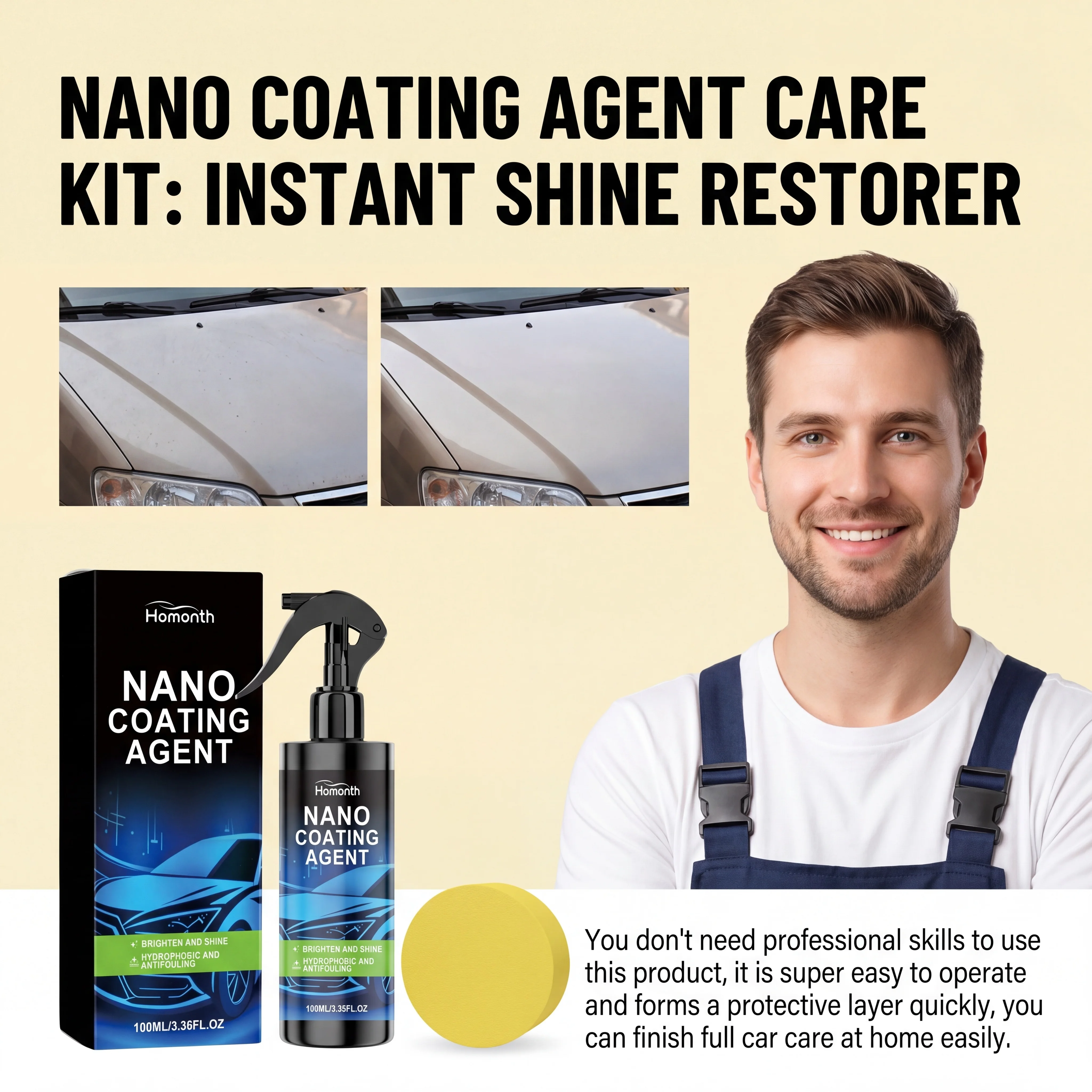 Revestimiento de Vidrio Repelente de Lluvia para Autos, Spray Impermeabilizante, Sellador de Parabrisas, Anti Lluvia, Nano Tecnología Hidrofóbica, 100ml, Cuidado de Ventanas de Auto