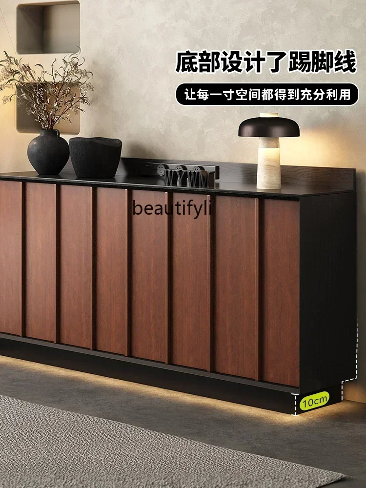 Meal side, wall side cabinet retro solid wood rock slab locker bone line tea cabinet can be customized Y13