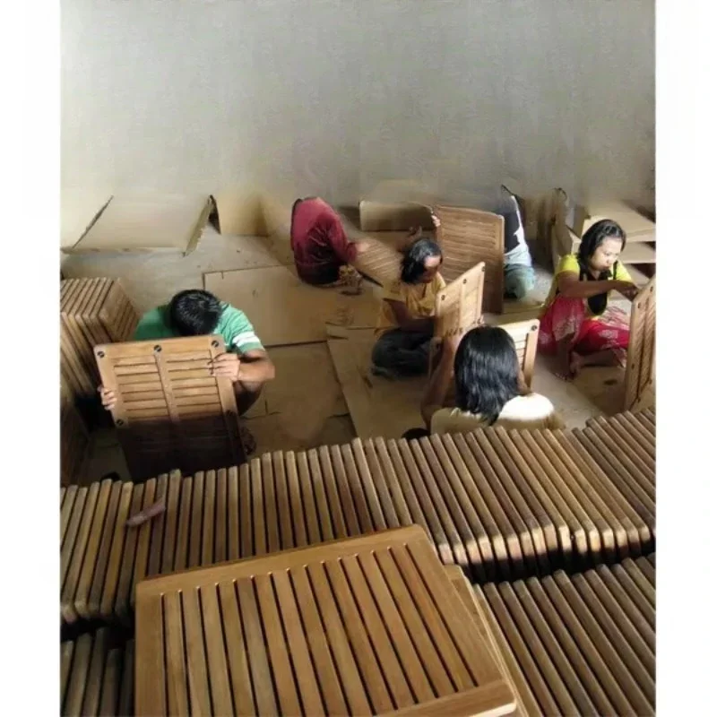 Solid Teak Wooden Bathmat Minimalist Design Bath Mat Accessory Machine Made for Bathroom Use