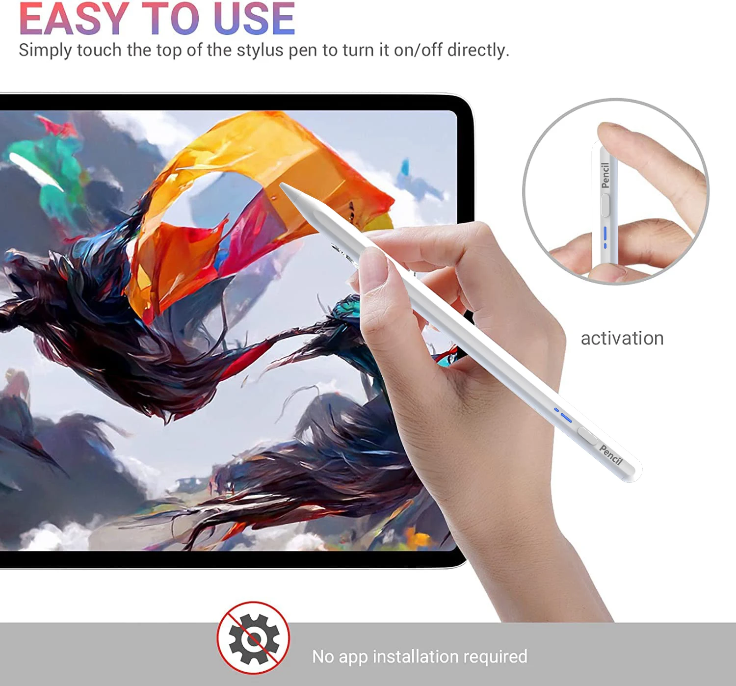 

New Stylus Pen for Apple iPad Pencil 2018-2024 for iPad Air 11 M2 2024 Pro 13/14 M4 Air 4/5 7/8/9/10th with Palm Rejection