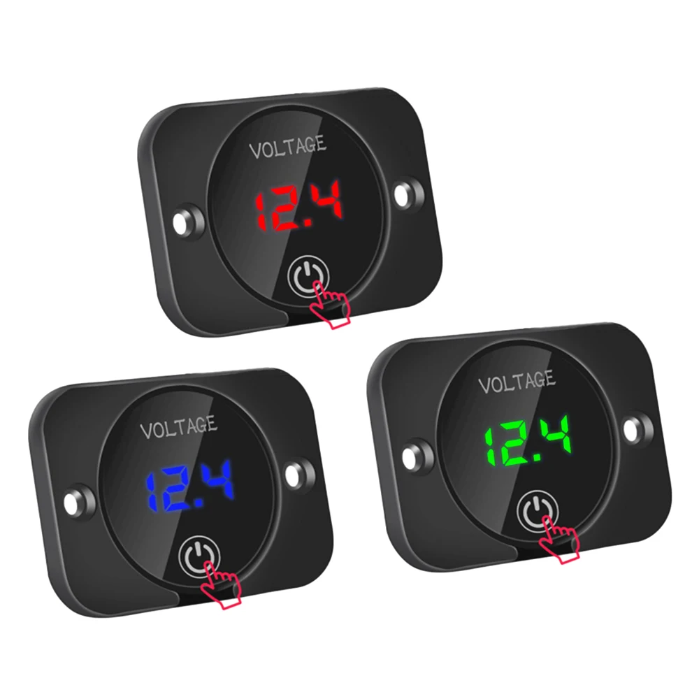 DC12V – 24 V LED-Digitalvoltmeter, wasserdichtes Voltmeter, Batterietester mit Touchscreen-Netzschalter