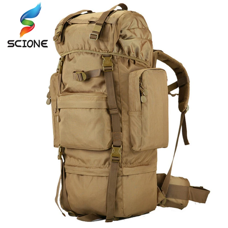 70L Large Backpack Outdoor Sports Bag 3P Tactical Bags For Hiking Camping Climbing Waterproof Wear-resisting Nylon Bag