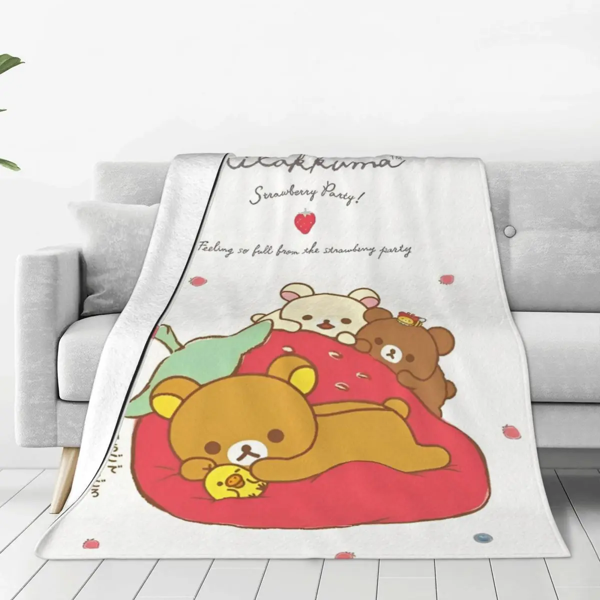 Rilakkuma Cartoon Flannel Blanket Super Warm Throw Blanket for Home Decor Airplane Travel Comfortable Bedspread Sofa Bed Cover