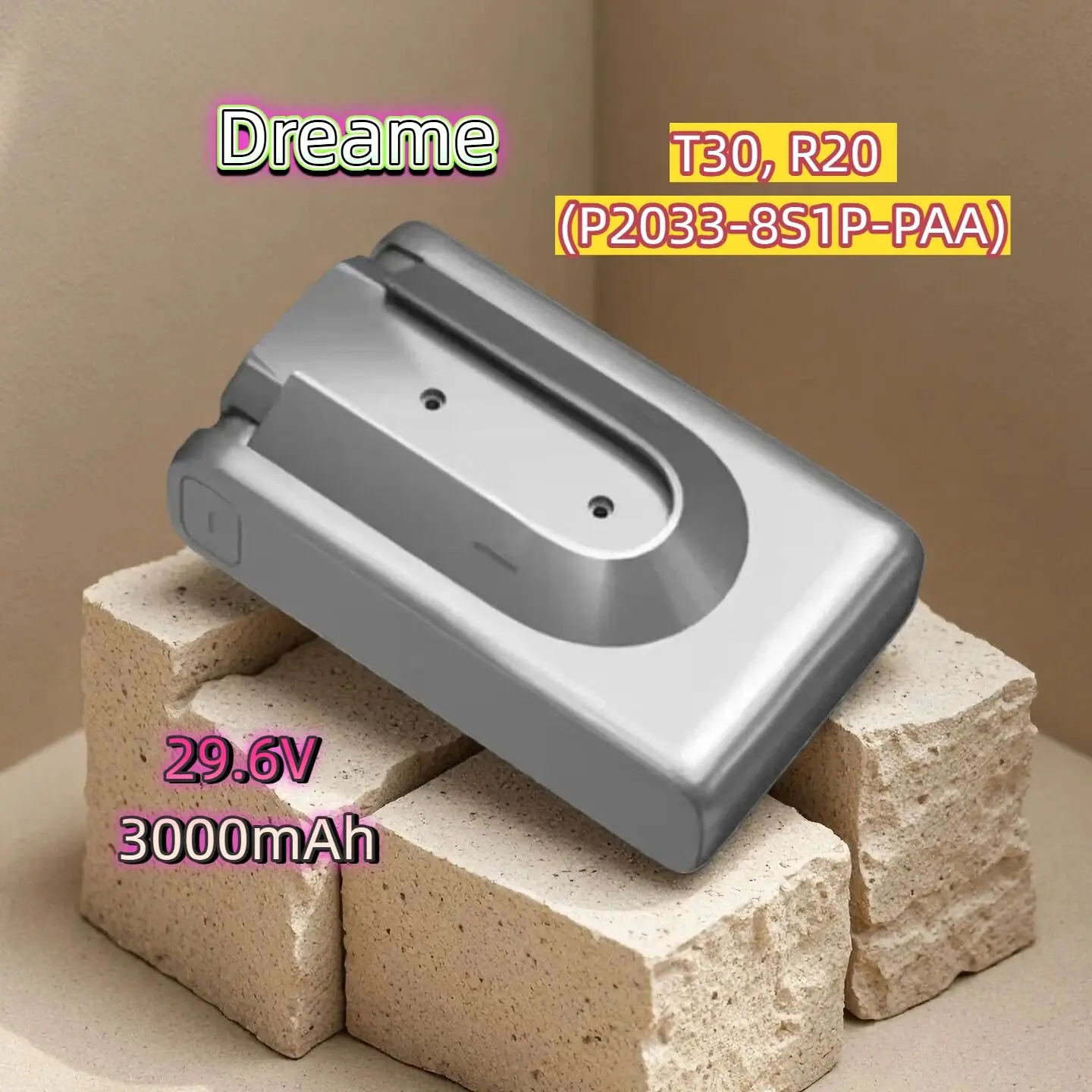 

29.6V 3000mAh Long-Life Battery for Dreame T30 and R20 Robot Vacuums (P2033-8S1P-PAA)