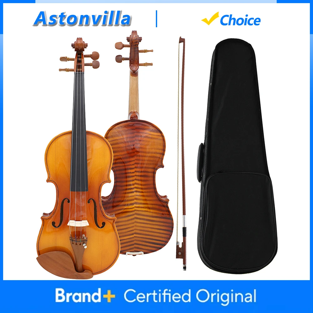 

Astonvilla AV-05 скрипка полноразмерная акустическая скрипка тигровые полосы кленовый струнный инструмент с футляром аксессуары для смычка