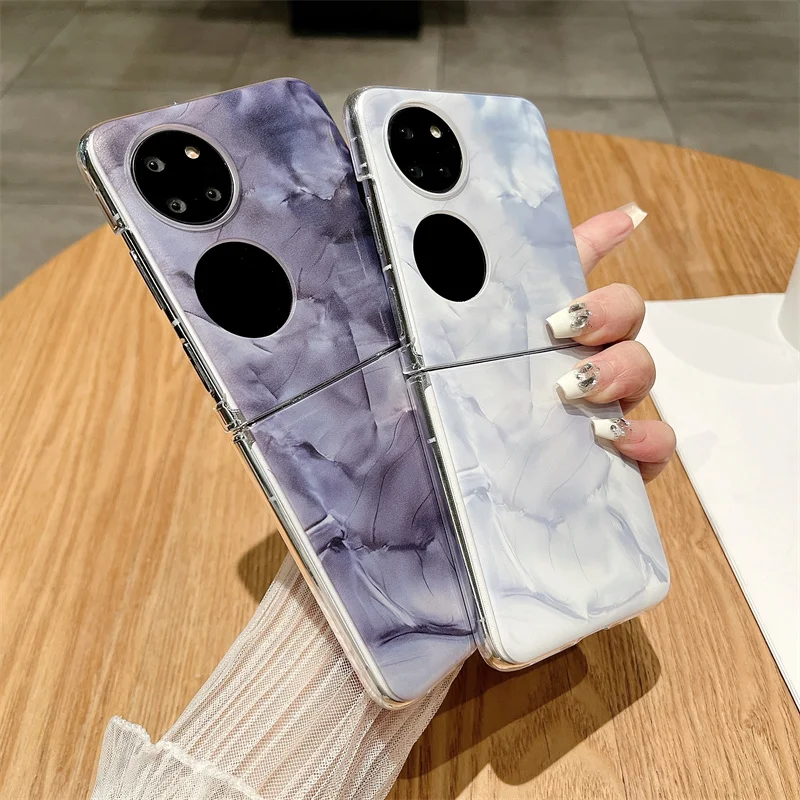 

For Huawei P50 Pocker foldable drop-proof shock-proof and fingerprint-proof marble texture phone case
