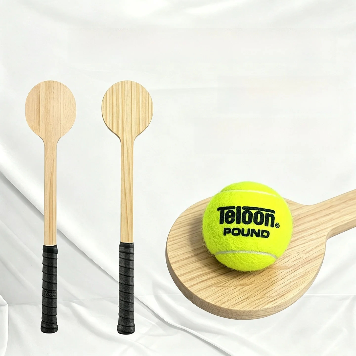 Wooden Tennis Racket Professional Swing Trainer Accuracy Ball Hitting Practice Small Spoon Racket Force Training Equipment