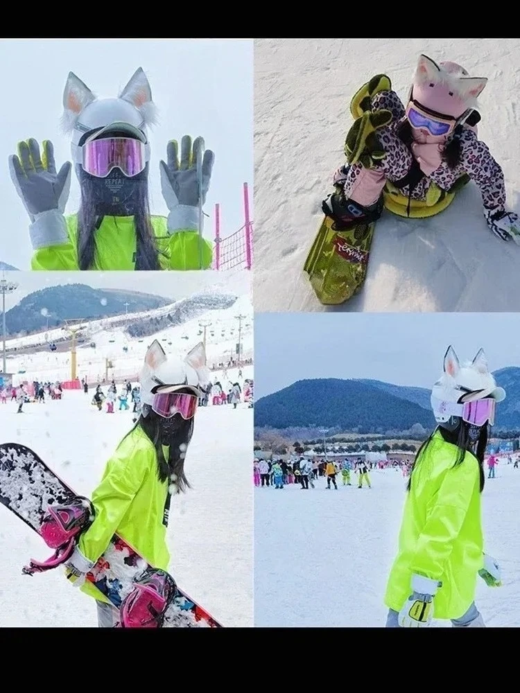 

Fox Ears Ski Helmet Ornament Cat Wolf Ear High-profile Skiing Helmets Decoration Cascos Para Moto