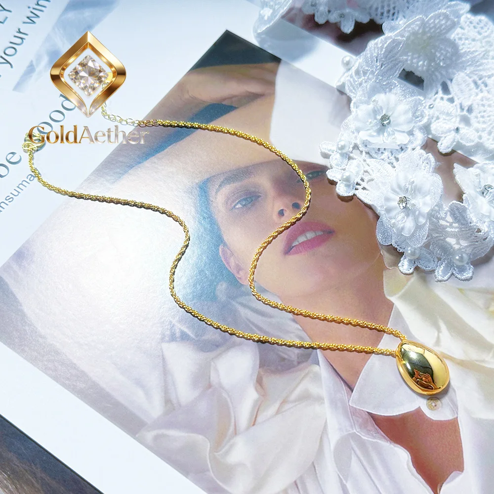 

Женское ожерелье GoldAether класса люкс с овальным кулоном в форме голубиного яйца, 9999 пробы, 24K, из настоящего золота, нишевое, высококлассное, в стиле Ins, с крупной подвеской в форме капли воды