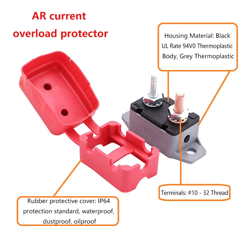 AR50A Current Overload Protector Automatic Reset Circuit Breaker Self Reset Recovery Car Battery Charging 50A/40A/30A/20A/10A/5A