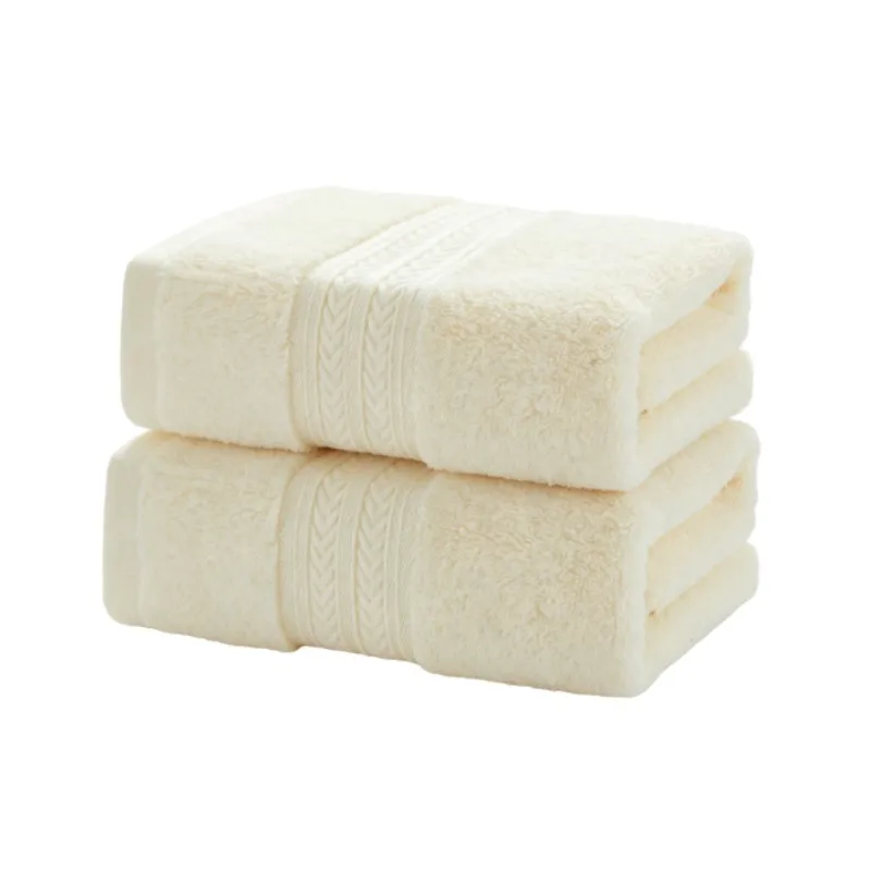 2pcs Cream Cotton Bath Towels Set Quick-Dry Thickened Face Bath Towels 34x74cm 70x140cm for Adult Hotel Bathroom Towels