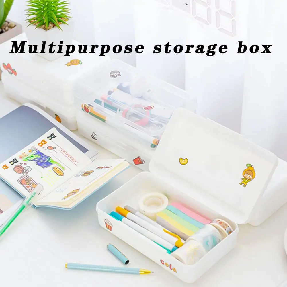 Large Capacity Stationery Box Clear Visible Heavy Duty Multifunction Boys Girls Students Pencil Pen Storage Organizer Case Stude