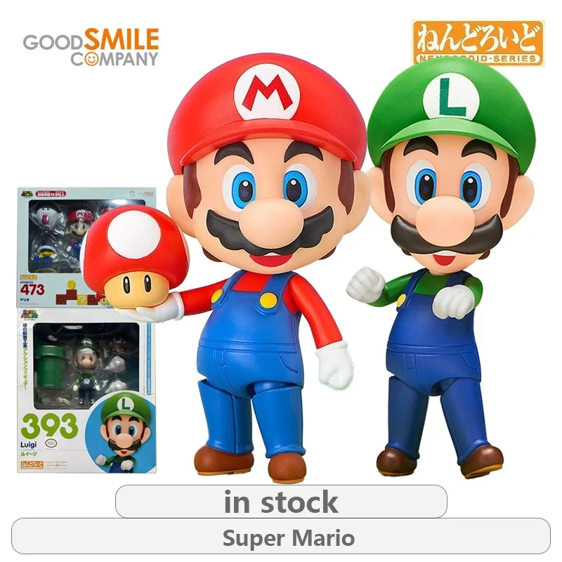 

GSC Original Nendoroid Super Mario Series No.393 Luigi\No.473 Mario Anime Action Figure Model Toys Movable Model Gifts Fo Boys