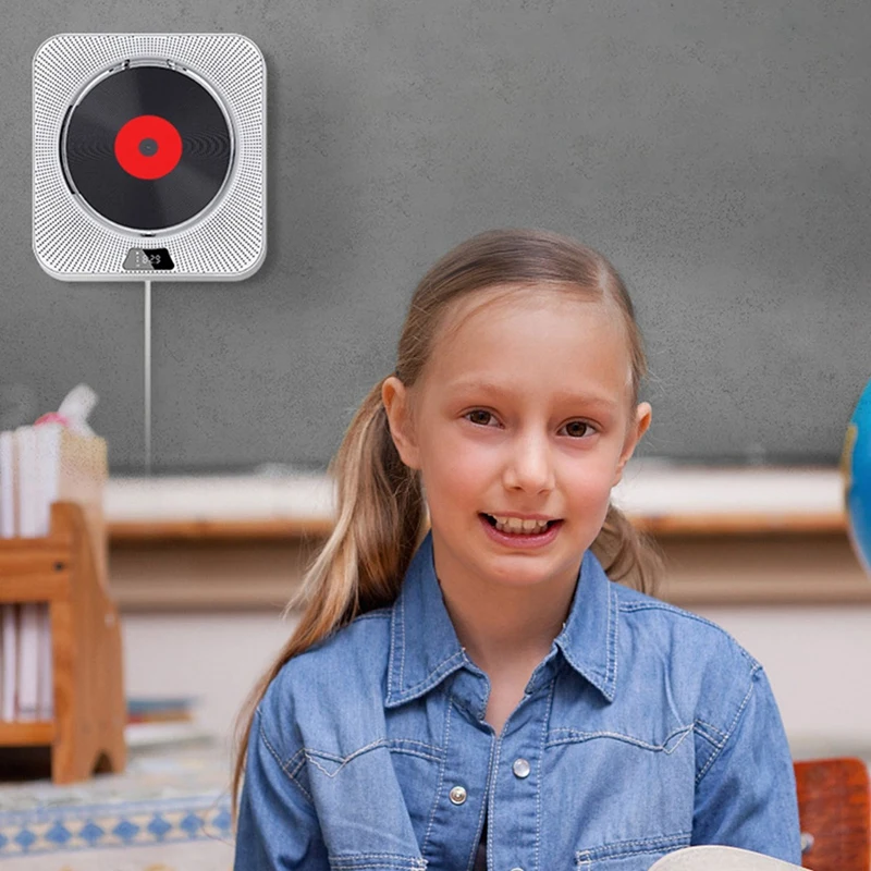 Портативный CD-проигрыватель с разъемом US, настенный музыкальный проигрыватель, встроенный высокоточный динамик, поддержка CD/USB/TF