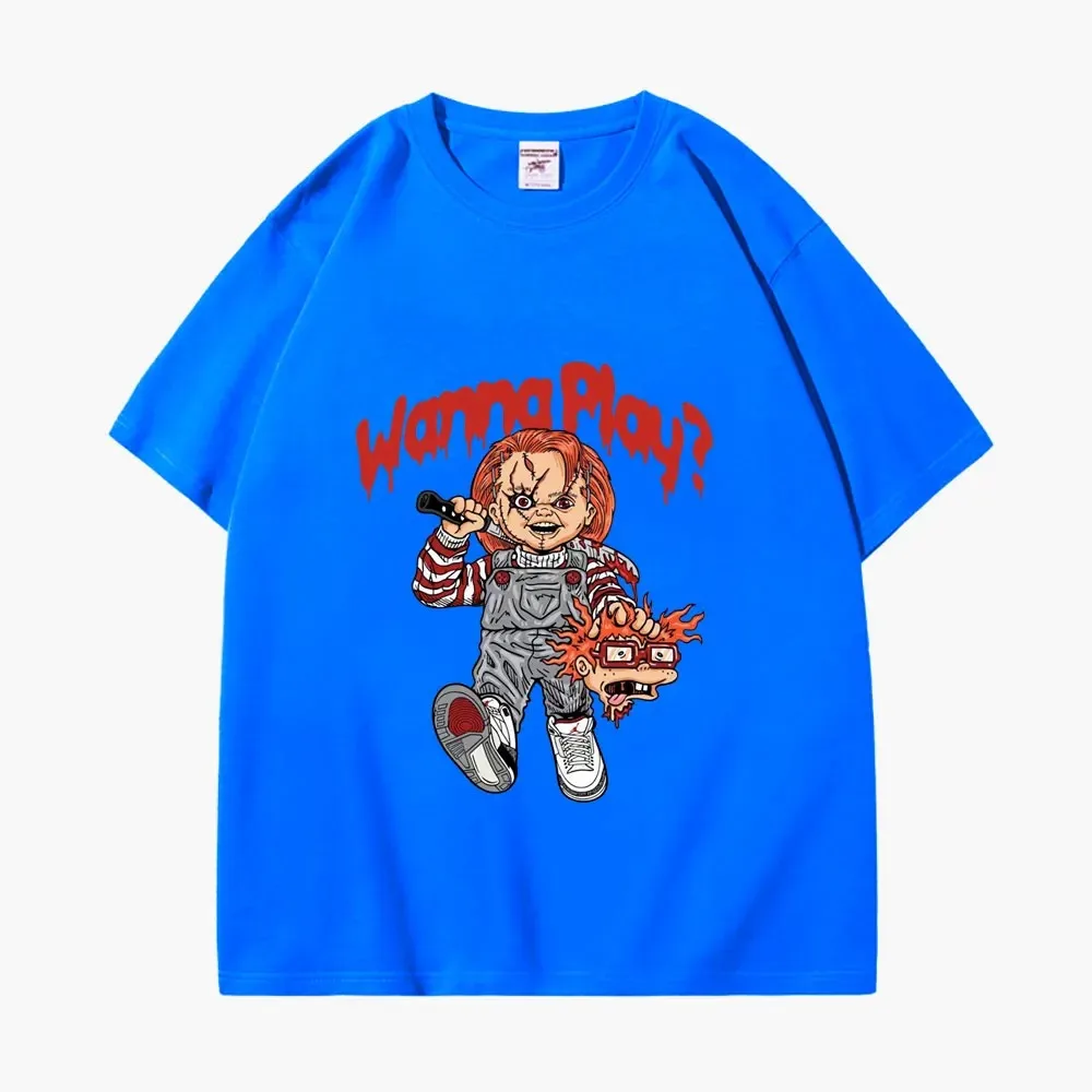 Divertenti magliette grafiche Chucky Horror uomo donna magliette oversize moda gotica T-shirt manica corta in puro cotone di alta qualità