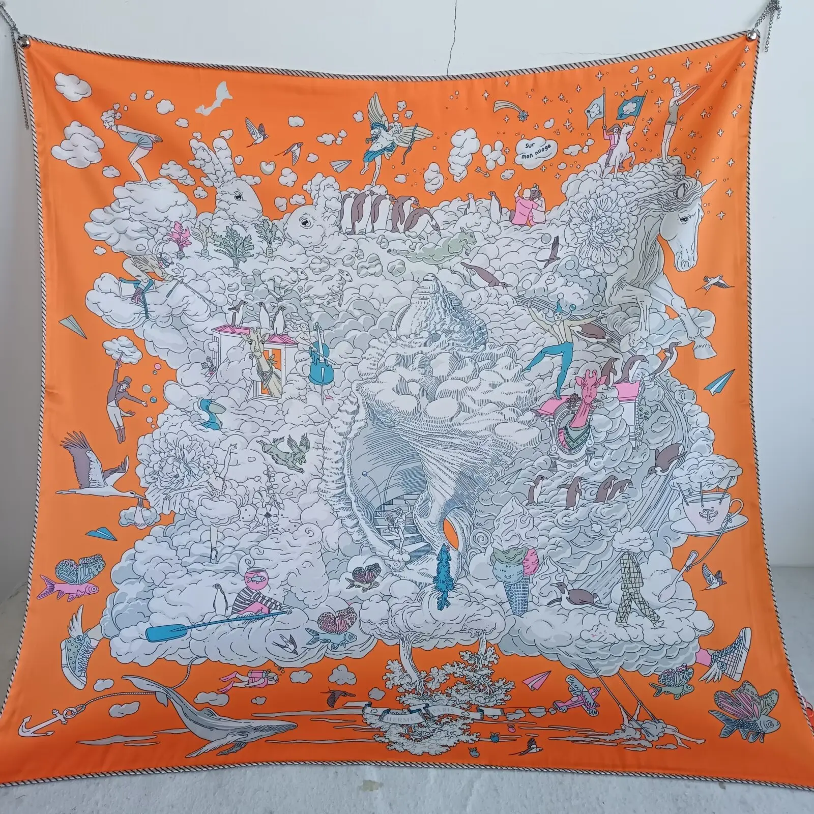European and American fashion silk scarves, elegant scarves, light luxury silk printed letters