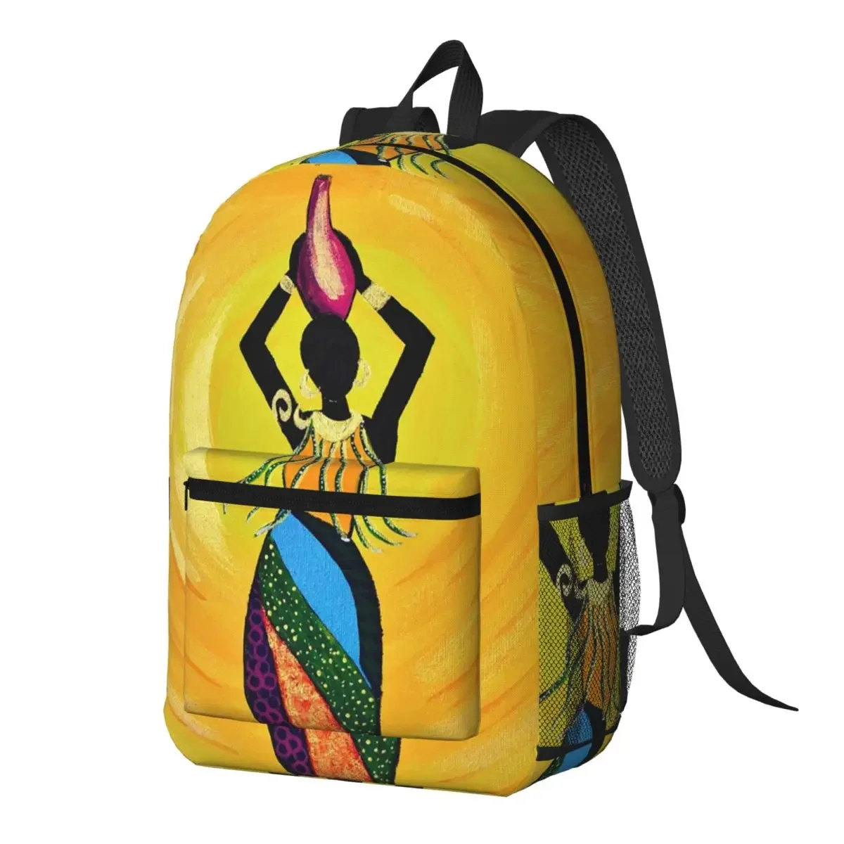 African Woman Dancing Oil Painting Backpack Daypack Large Capacity Boys Girls BookBag School Bag Shoulder Bags for Men Women