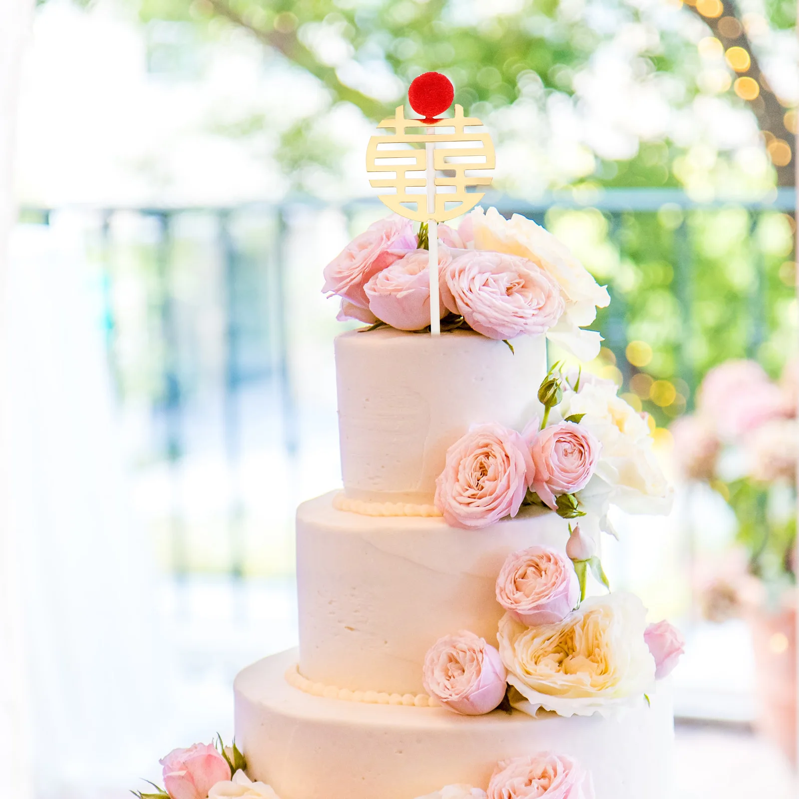 

30 Pcs Double Insertion Bridal Cupcake Toppers Wedding Decor Chinese Theme Decoration Word Decorations