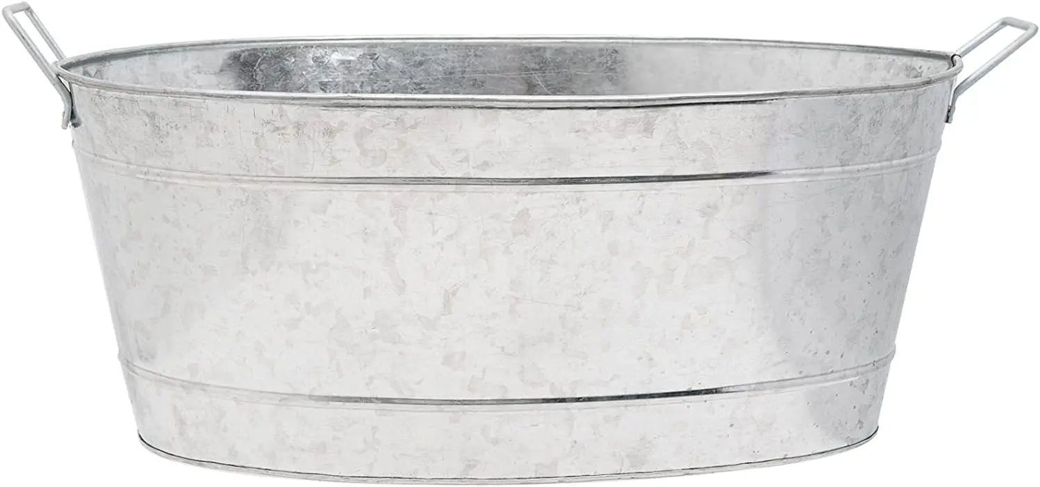 

C-55 Galvanized Steel Metal Oval tub with Protective zinc Coating Used as a Vegetable or Flower Planter with Two Handles