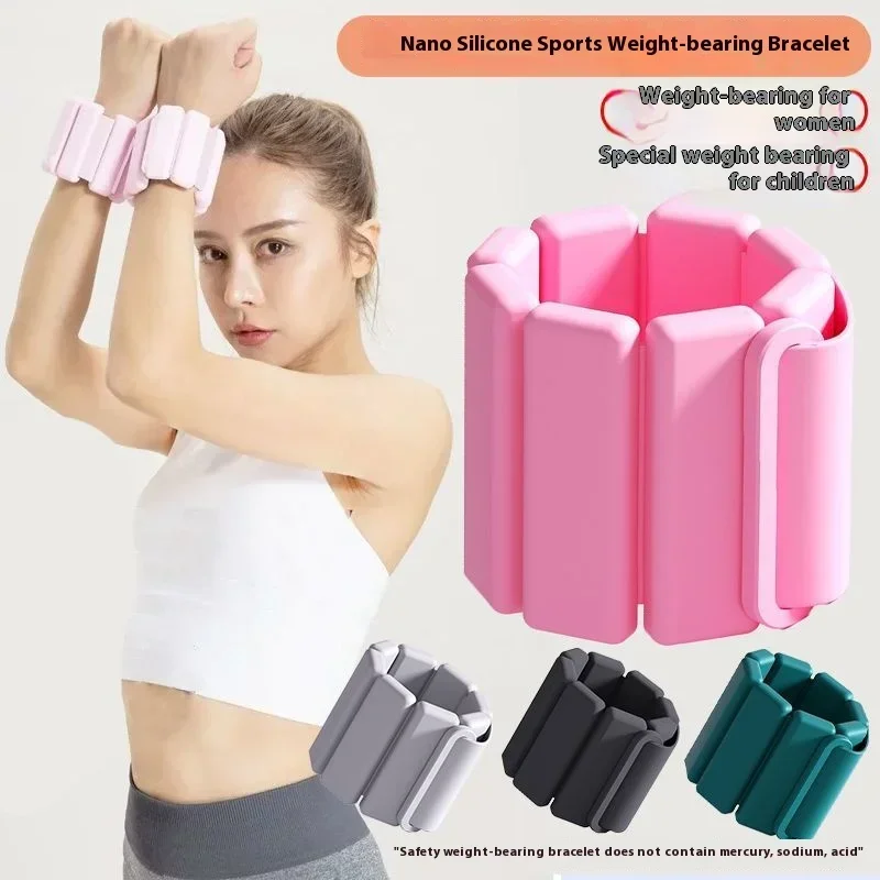 A Pair Sports Weight-bearing Bracelets Adjustable Wearable Wrist & Ankle Silicone Weights Bracelets for Running Training Fitness