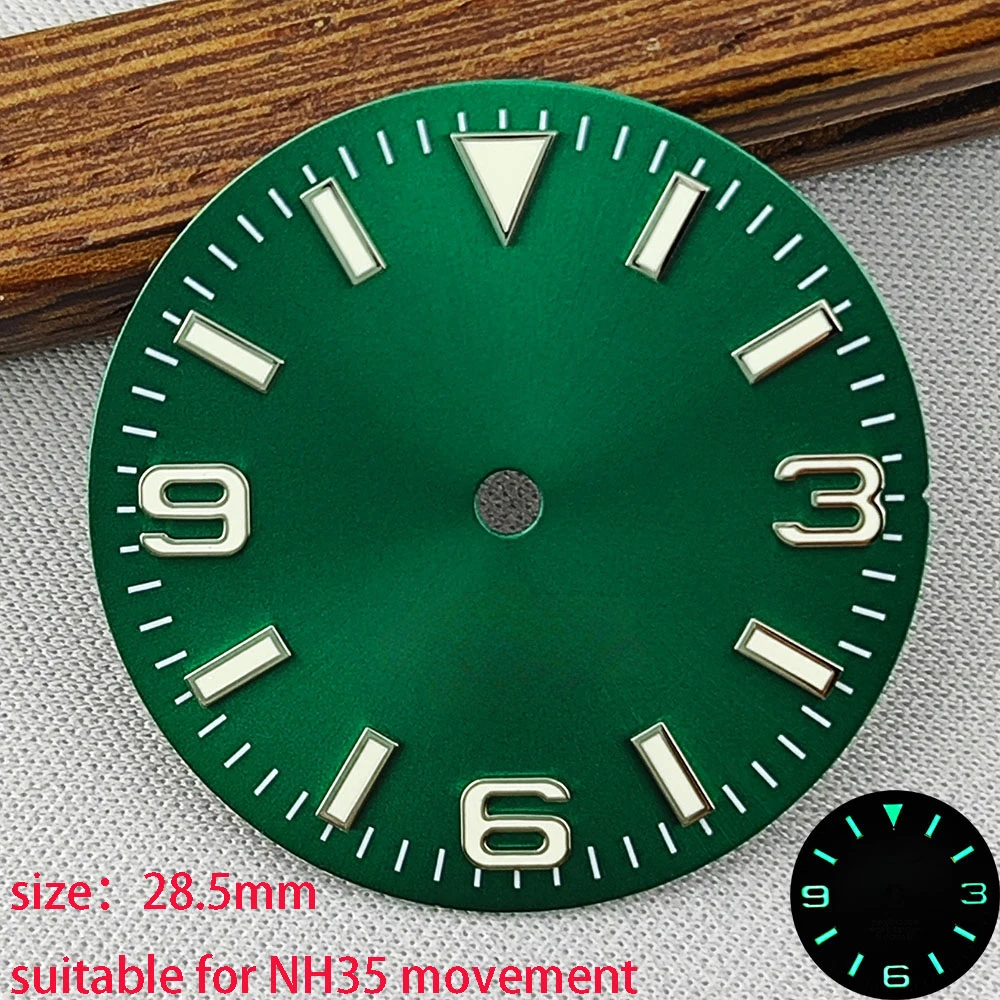 High Quality  28.5mm NH35dial Watch Dial Green Luminous Suitable for NH35 NH36 Movement Watch Accessories Repair Tool