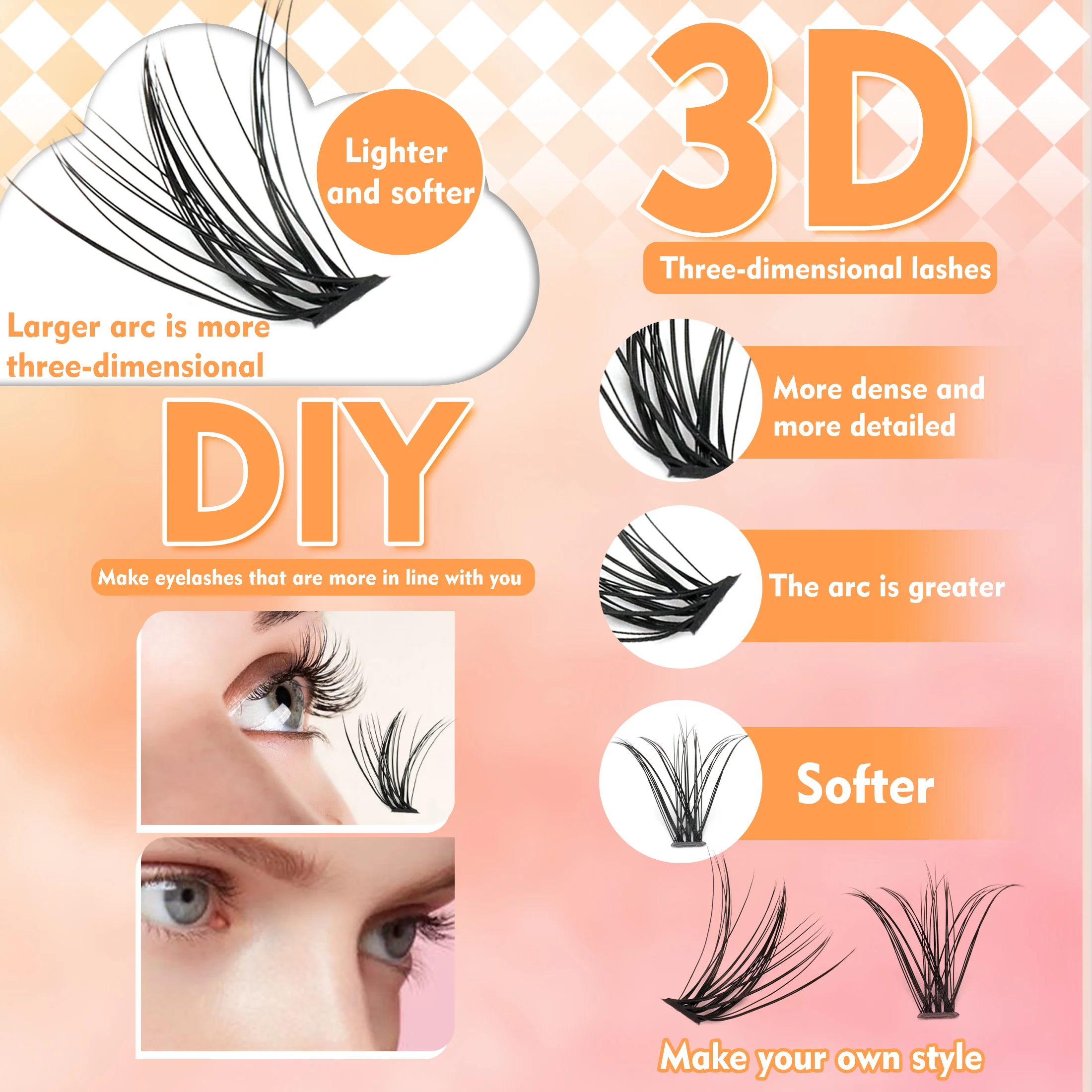 Extensión de pestañas DIY, 320 Uds., grupo de súper volumen, racimos de pestañas individuales con unión, sello, removedor y pinzas, herramienta de maquillaje