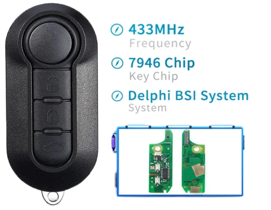 For Heart Horse 433Mhz 3 Buttons PCF7946 Chip Car Remote Key for Fiat Doblo 500L 500 Grande Punto Evo - Delphi BSI