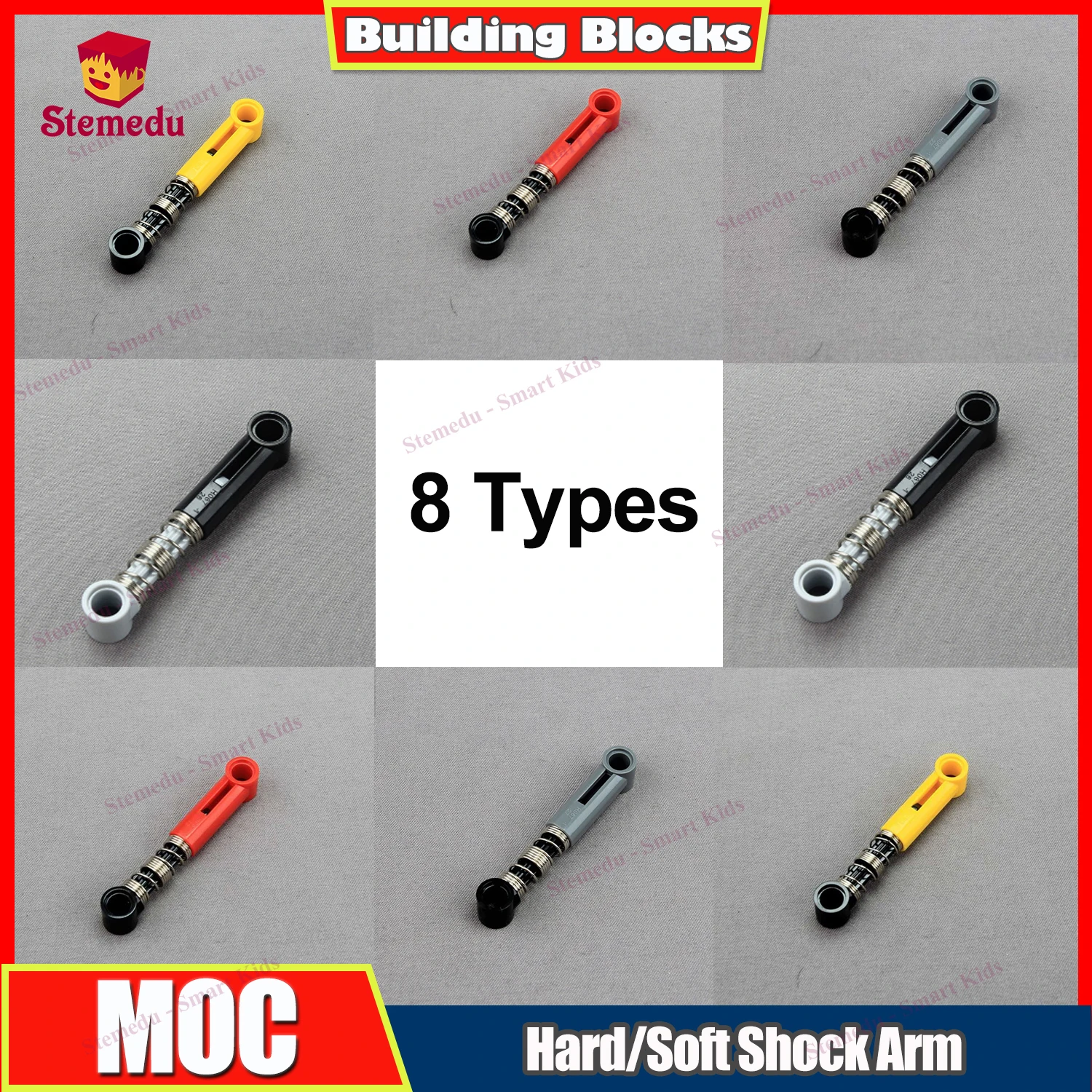 4pcs CADA Technical Shock Absorber 6.5L with Black Piston Rod MOC Hard/Soft Spring Suspension Building Block for 76537