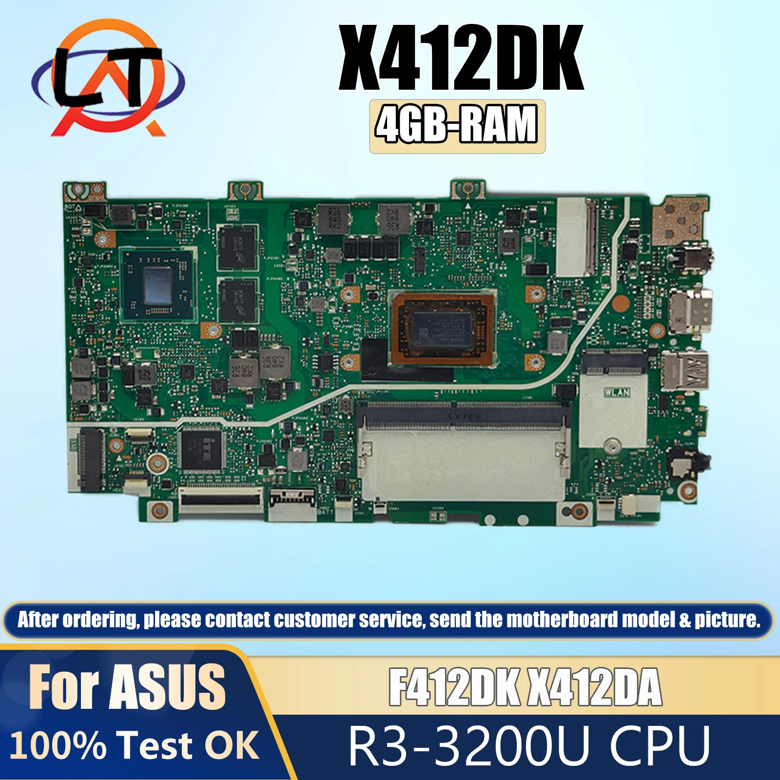 

X412DK Mainboard For ASUS R412DA F412DA A412DA A412DK F412DK X412DA Laptop Motherboard R3-3200U 4GB/RAM V2G