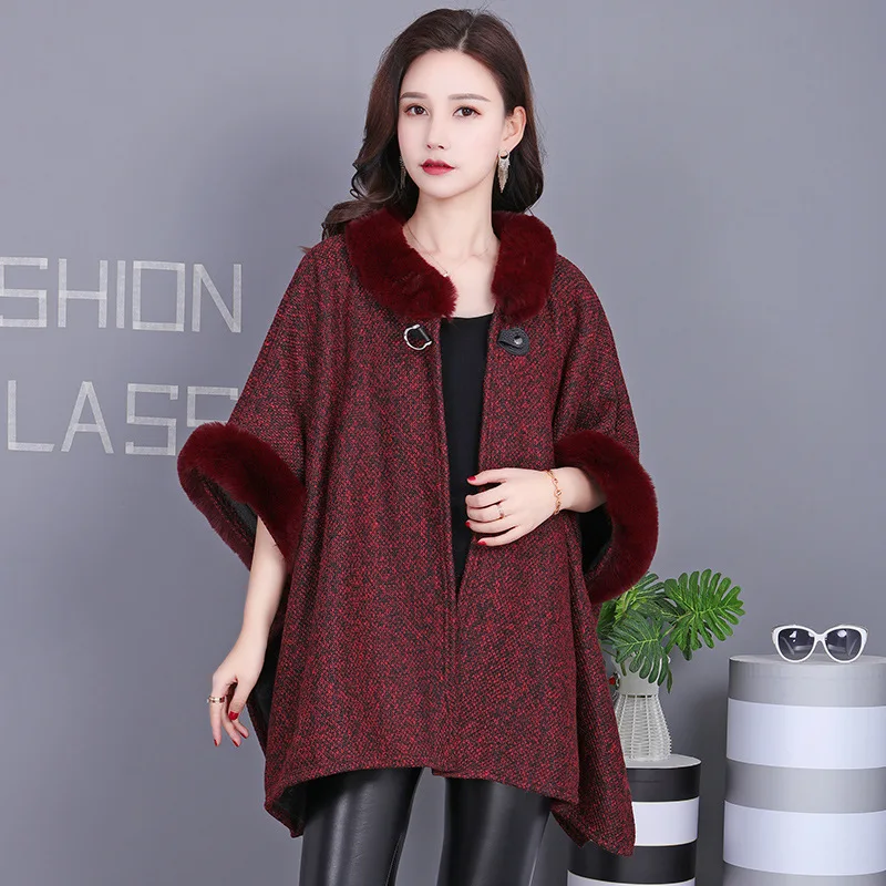 

Осень-зима, новая модная женская свободная элегантная повседневная модная роскошная утепленная шуба из искусственного меха, женская одежда, пончо, накидки, топы