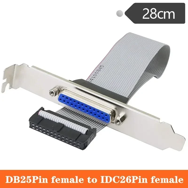 Núcleo de cobre DB25Pin de cabeza hembra a IDC26Pin hembra, puerto de impresión LPT, línea deflectora PCI, puerto paralelo, línea deflectora, 28cm