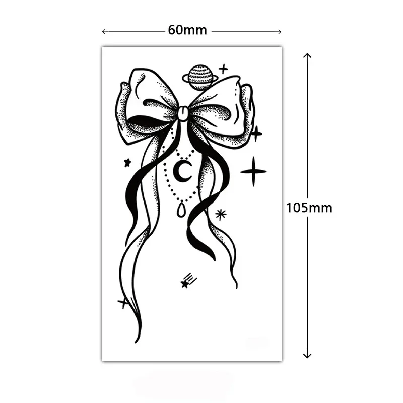 Tattoo Stickers Bowknot Moon Necklace Planet Pattern Temporary Waterproof Tatoo for Men Women Girl Makeup Party Body Art