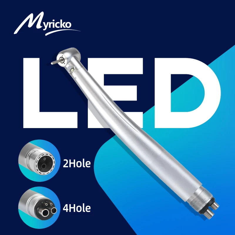 Myricko-pieza de mano LED Dental, rodamiento de cerámica de alta velocidad, cabezal estándar, botón pulsador, 3 turbinas de pulverización de agua