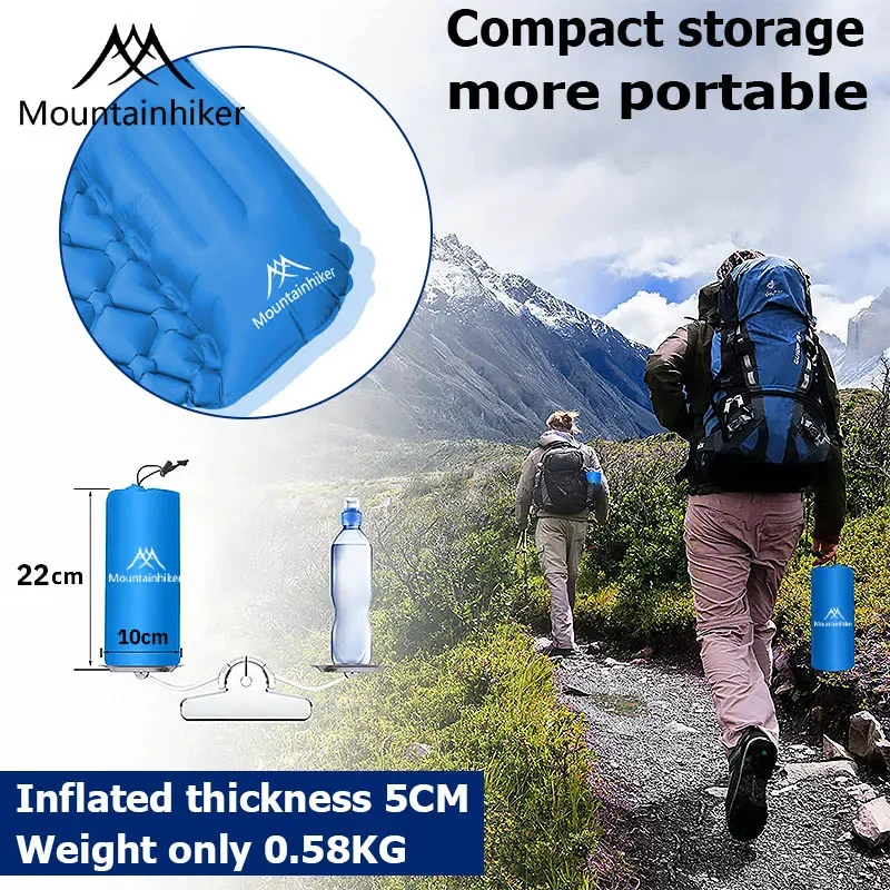 MOUNTAINHIKER Outdoor Camping Inflatable Mattress Sleeping Pad With Pillows Ultralight Air Mats for Backpacking Hiking Fishing
