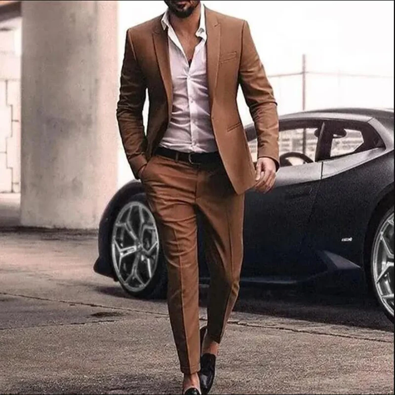 New 2 Piece Men Suit Formal Business Wedding Suits for Men Best Man Blazer Groom Wear Tuxedos Slim Fit Costume Homme Mariage