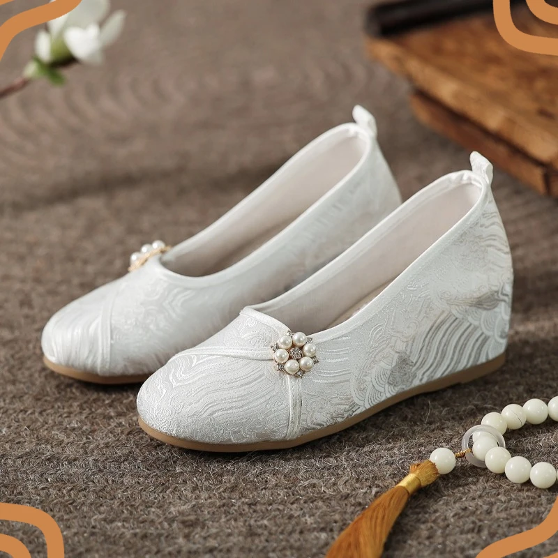 Fashion Women's Shoes Exquisite Pearl Round Toe Flat Shoes for Woman Elegant Vacation Casual Shoe Designer Shoes Zapatos Mujer