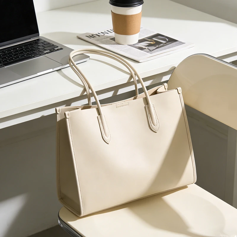 

HIFASHION Минималистичные женские сумки-тоут из натуральной кожи 2026: Вместительные повседневные сумки для шопинга и офиса, на плечо