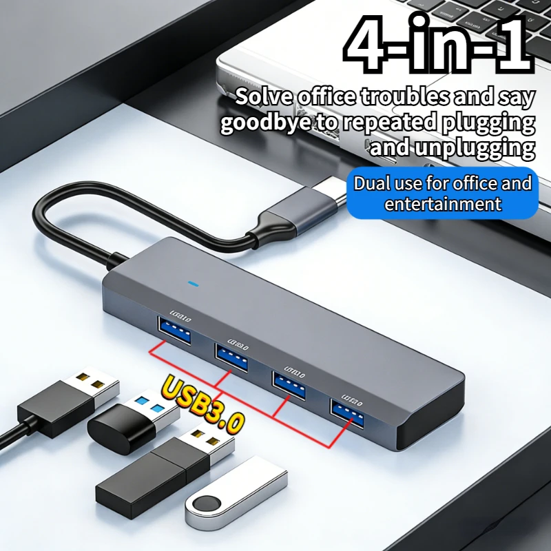 USB 3.0 Hub USB Hub 4 Port High Speed Type C Splitter 5Gbps For PC Computer Accessories Multiport HUB 4 USB 3.0 2.0 Ports