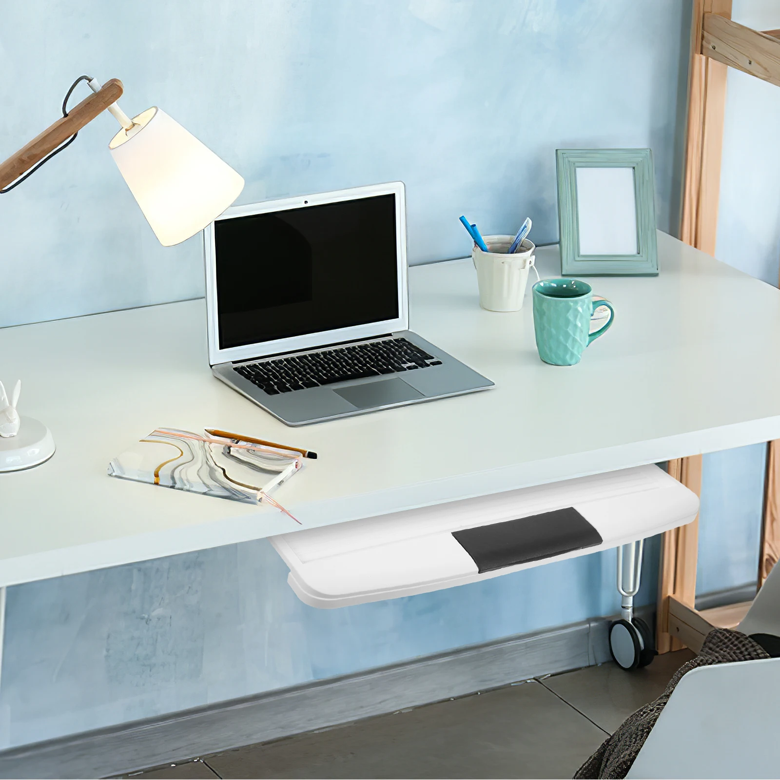 

Computer Keyboard Tray Under Desk Drawer Style Storage Plate for Office Organization Aluminum Alloy Material Scratch Resistant