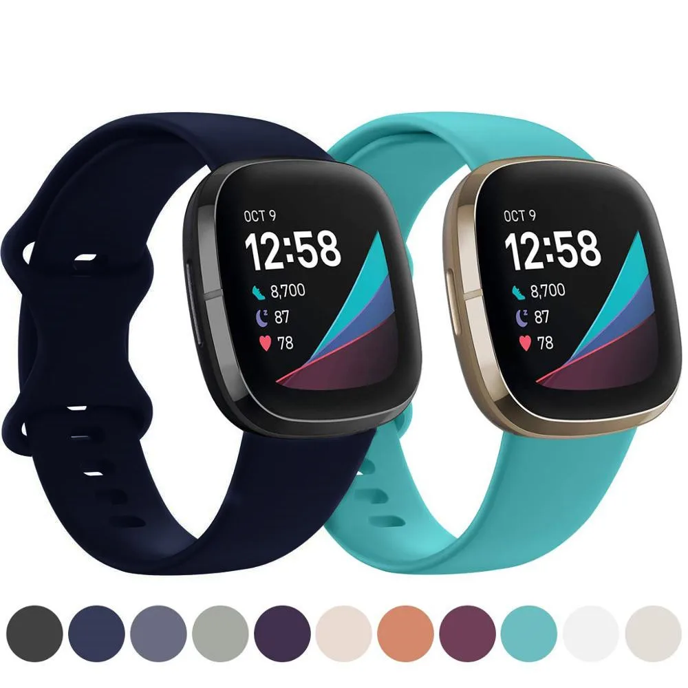 Tali Silikon untuk Fitbit Versa 3 4 Gelang Pengganti Jam Tangan Pintar Olahraga untuk Fitbit Sense/Sense 2 Gelang Jam Olahraga Tahan Air