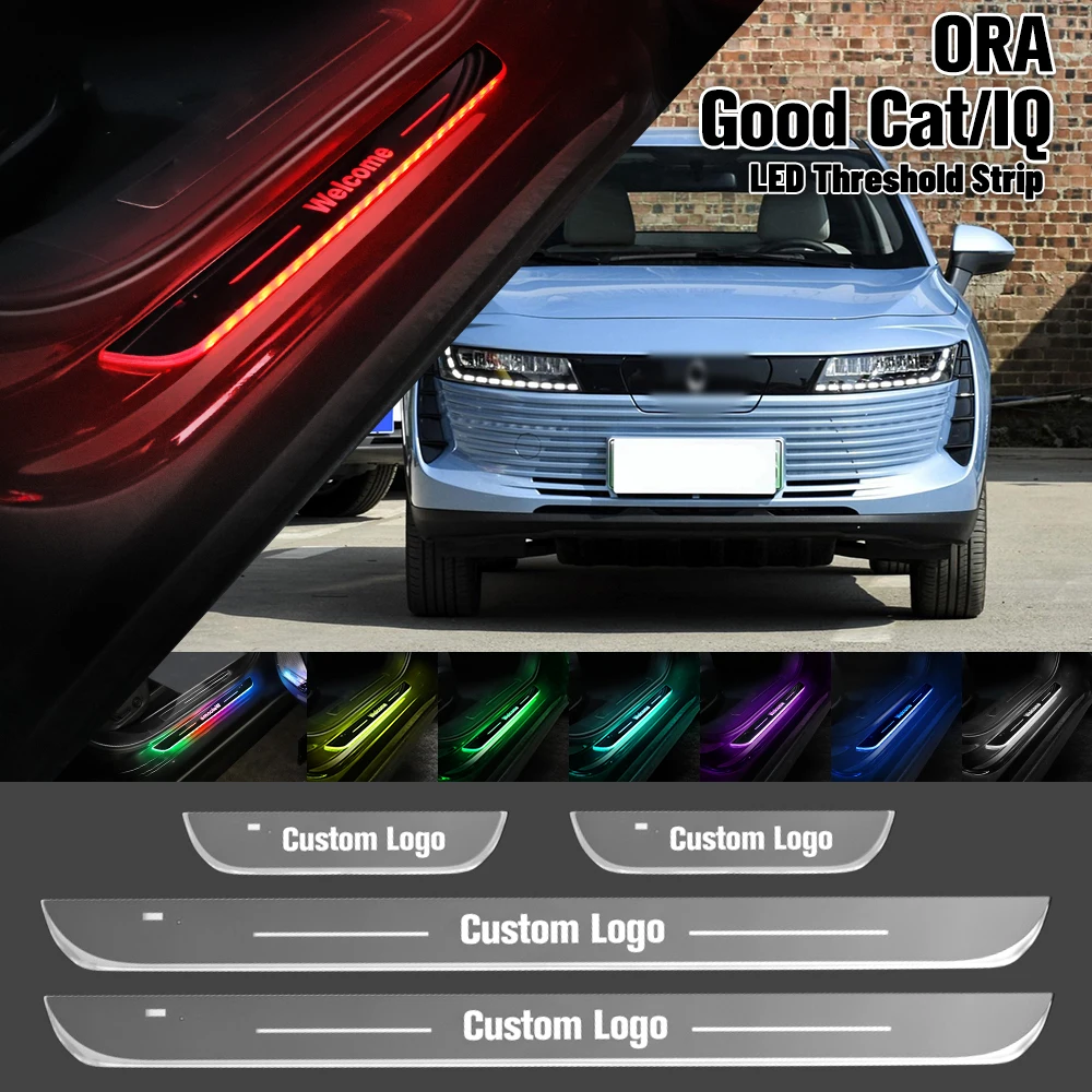 For Great Wall ORA Good Cat IQ 2018-2023 Car Door Sill Light Customized Logo LED 2022 Welcome Threshold Pedal Lamp Accessories