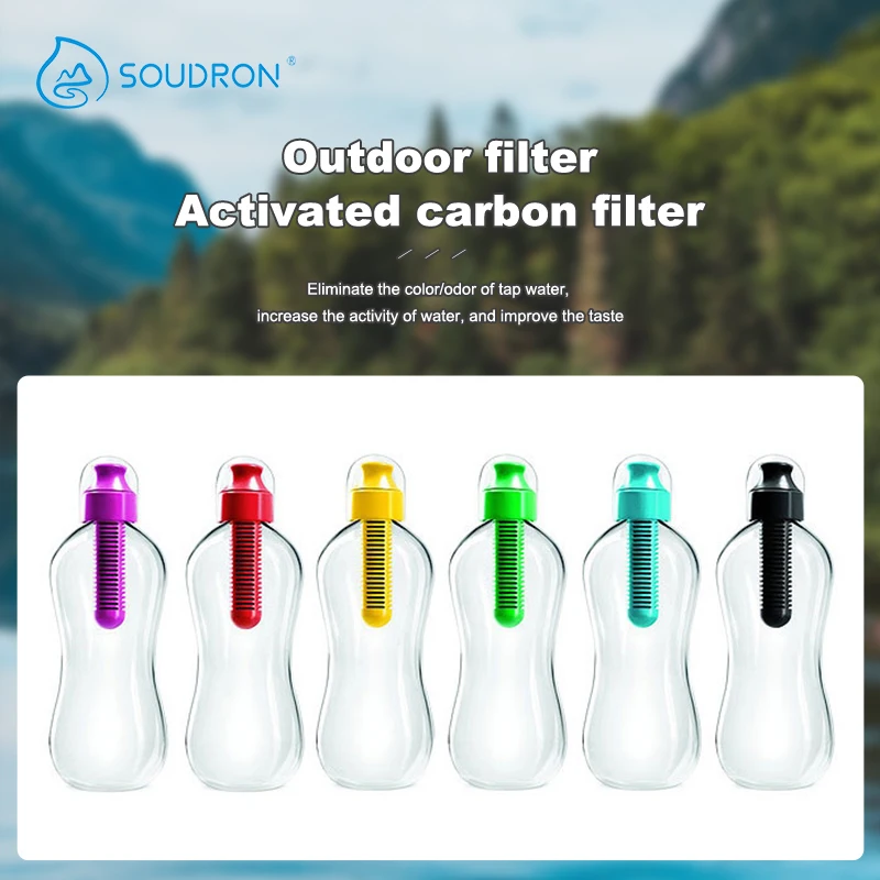 Bottled Outdoor Filter Carbons Sports Purifier For Drinking Water, Travel, Portable Camping Accessories, Color Random