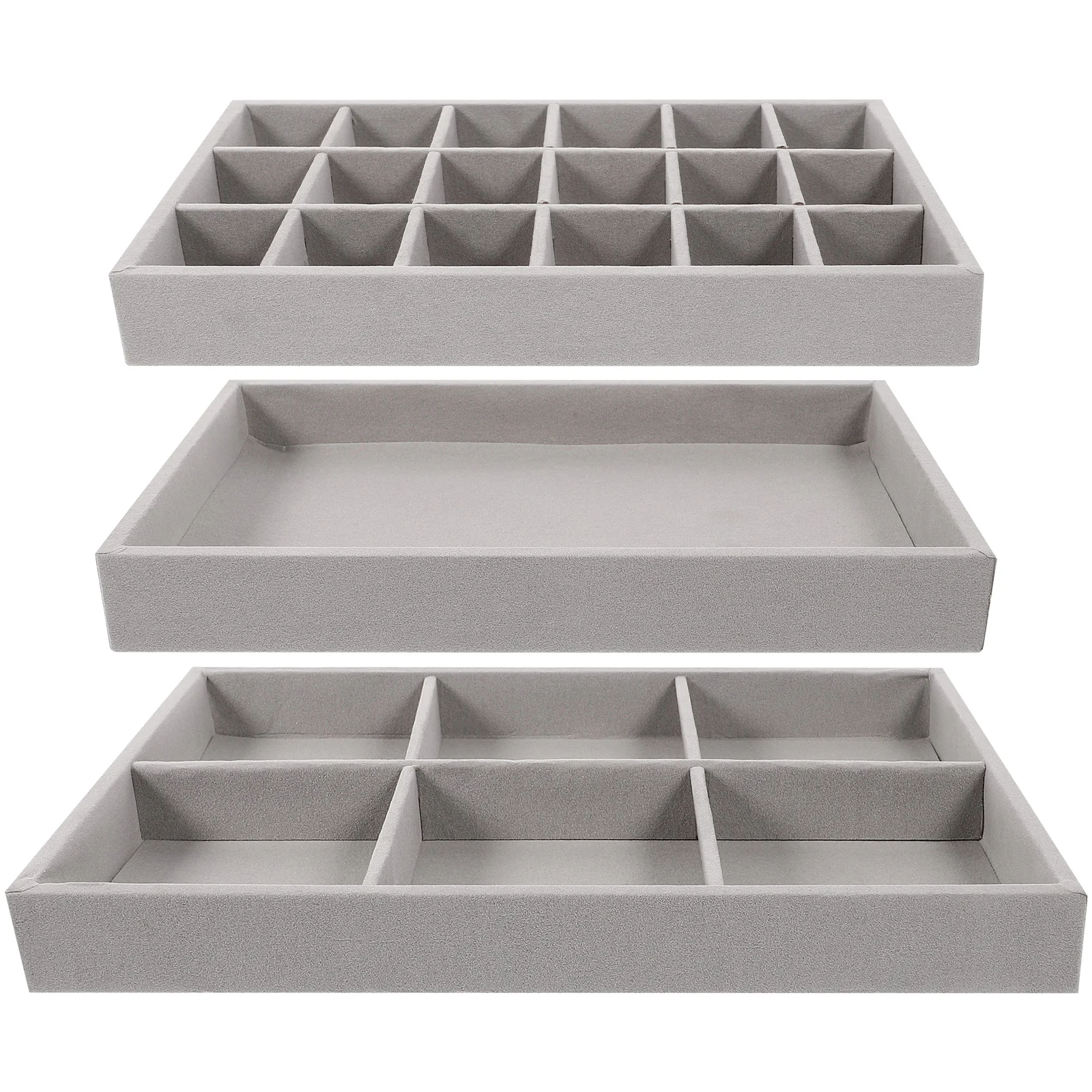 

3pcs Jewelry Box Velvet Finish Ring Holder Bracelet Display ganizer Tray for Earrings Necklaces Storage Solution Protects from