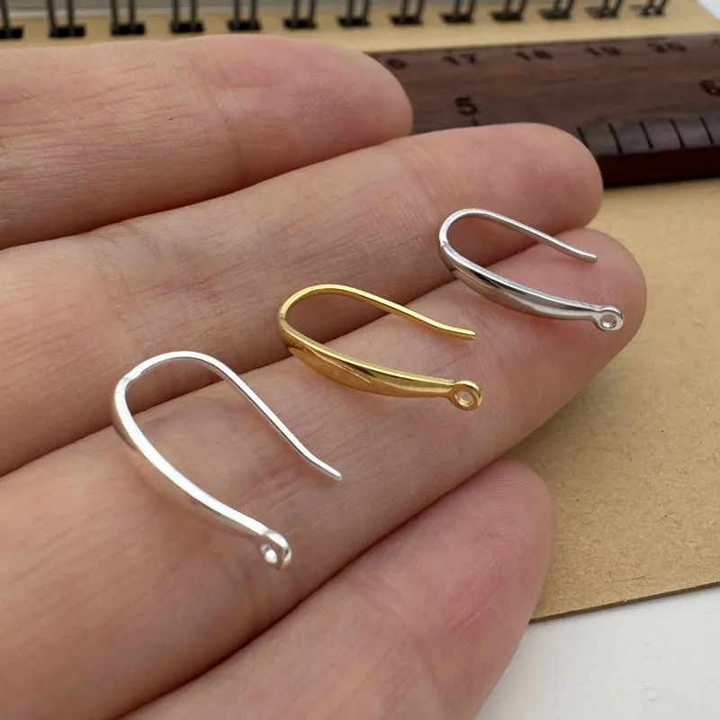 1 زوج الصلبة 925 فضة حلقات خطاف مع مغلق الانتقال الدائري 18K الذهب اللون DIY بها بنفسك مجوهرات اكسسوارات العثور