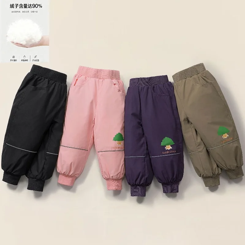 

Children Down Pants Boys Girls Thicken Winter Warm Trousers Baby Watrerproof Clothing Kids Windproof Snow Sweatpants