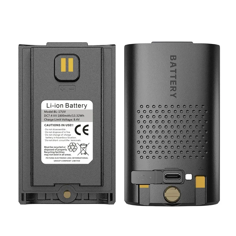 Pour Baofeng talkie-walkie UV-17 Support de batterie type-c charge pour UV-17Plus Pro Max série Radio bidirectionnelle 1800mAh batterie