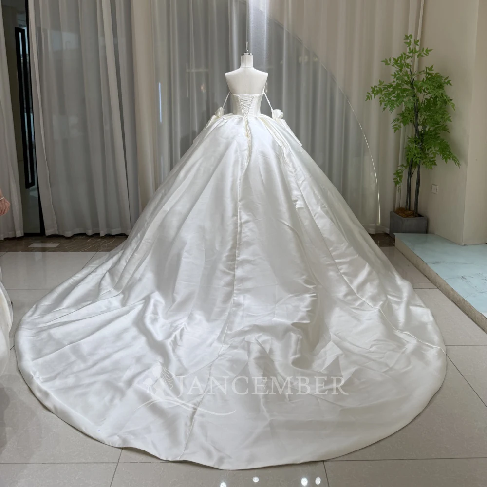 Customized Elegant Wedding Dresses Princess Lace Removable Sleeves  Bride Gown Ball Gown Satin Formal Party Dress robe de mariée