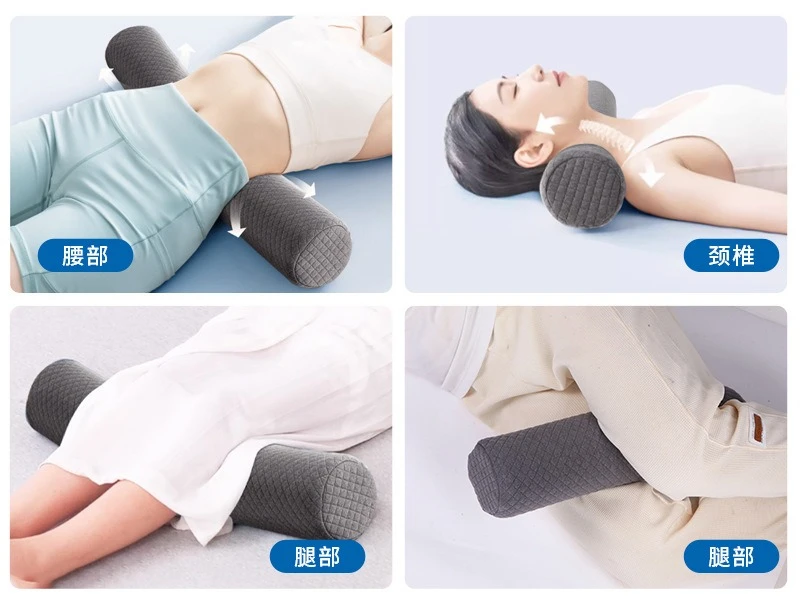 Cylindrical Neck Pillow for Sleep Aid, High-Density Foam Support Cushion, Lumbar Support, Adult Memory Foam Head Pillow