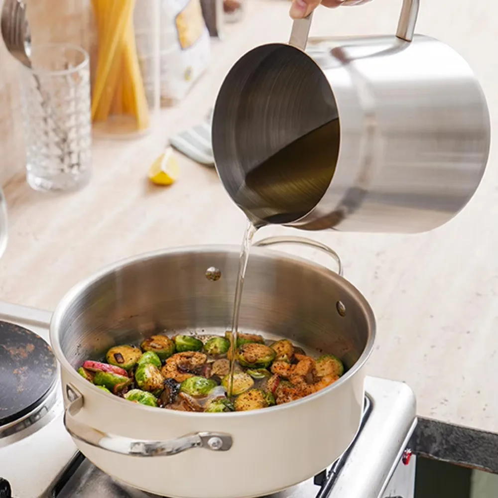 

1.5/2L Stainless Steel Oil Filter Pot Large Capacity with Frying Basket Fryer Oil Storage Tank Leak-proof Deep Frying Pot